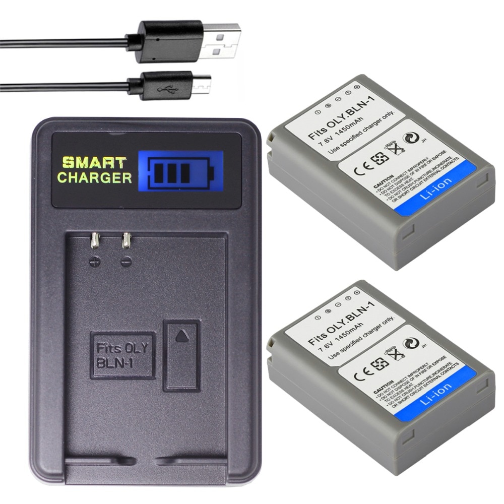 Doscing 2x BLN-1 PS BLN1 PS-BLN1 Batterij + LCD USB Lader voor Olympus OM-D E-M1 E-M5 Mark II PEN-F E-P5 EM1 EM5 PENF EP5