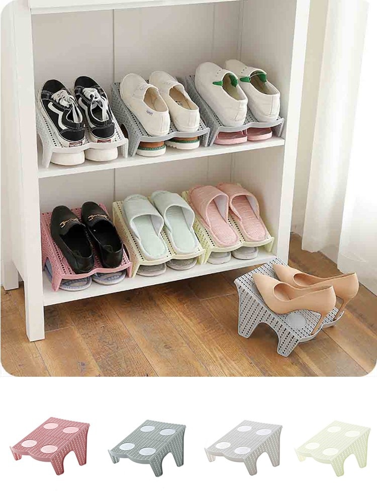 Shoe Slots Double Layer Plastic Space Saver Holder Shoes Box Organizer Storage Shoes Rack Living Room Shoes Stand Shelf