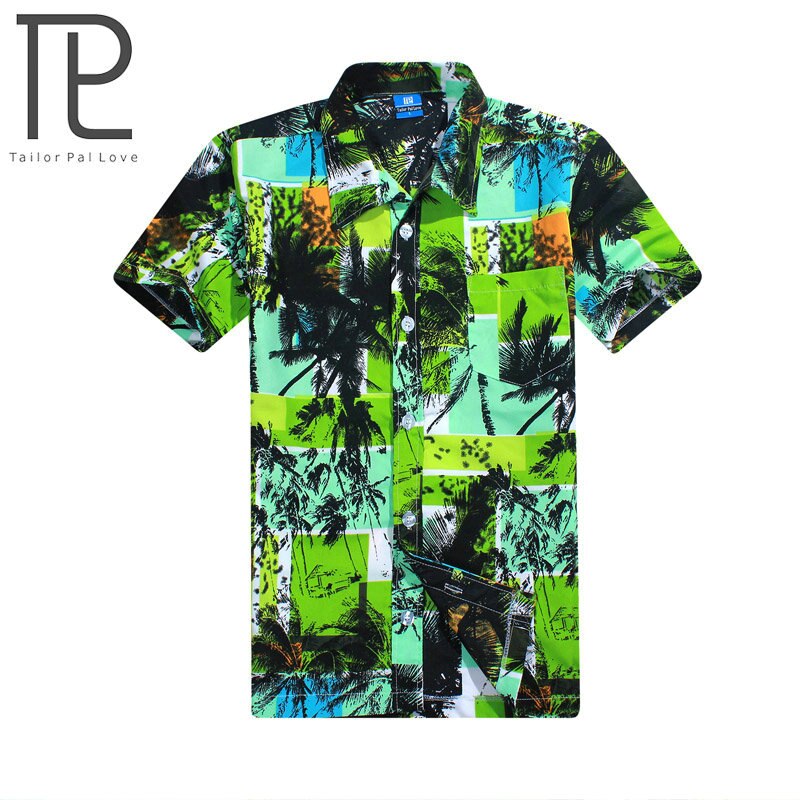 Short Sleeve Men&#39;s Beach Shirt Summer Cool Palm Tree Print Hawaiian Shirt Swim Shirts For Men Vacation Wear