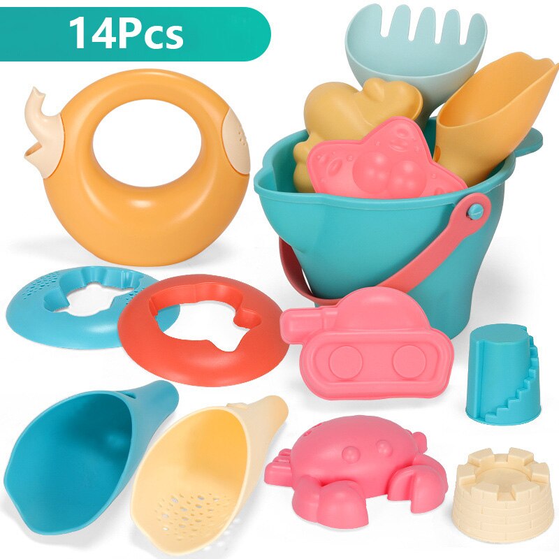 Beach Toys for Sand 17pcs Kit Baby Summer Bucket Digging Sand Shovel Sandpit Sandglass Sandbox Tool Molds Play Snow Outdoor Toys: 14pcs-159