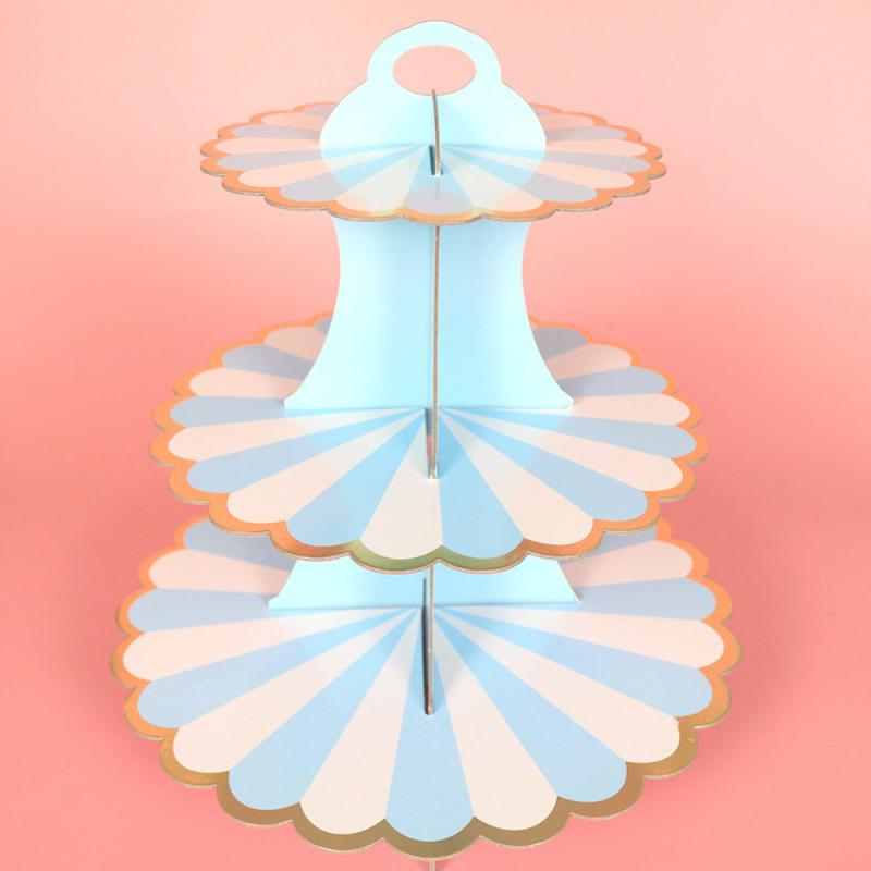 3-layer Paper Cake Stand Round Foldable Cardboard Birthday Wedding Party Dessert Cake Insert Cake Decorating Supplies Cake Stand: 09
