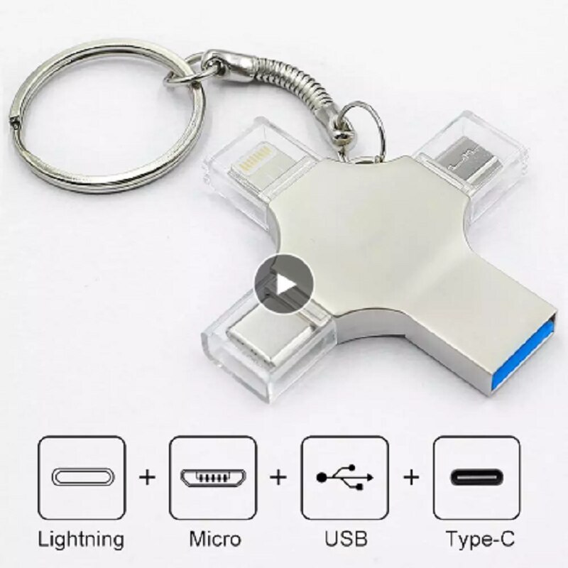 Bru-Clé Usb 3.0 Otg De Type C 4 En 1, ondersteuning À Mémoire De 16Gb 32Gb 64Gb 128Gb 256Gb, lecteur Flash Giet Iphone Ipad Android