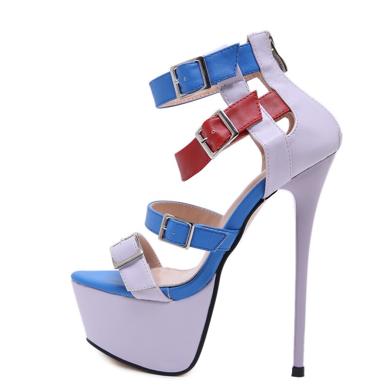 Zapatos negros de tacón Ultra alto de 17 cm, zapatos de stripper sexys para , zapatos de tacón fino de verano con plataforma, Sandalias de tacón alto, zapatos de para mujer: 9