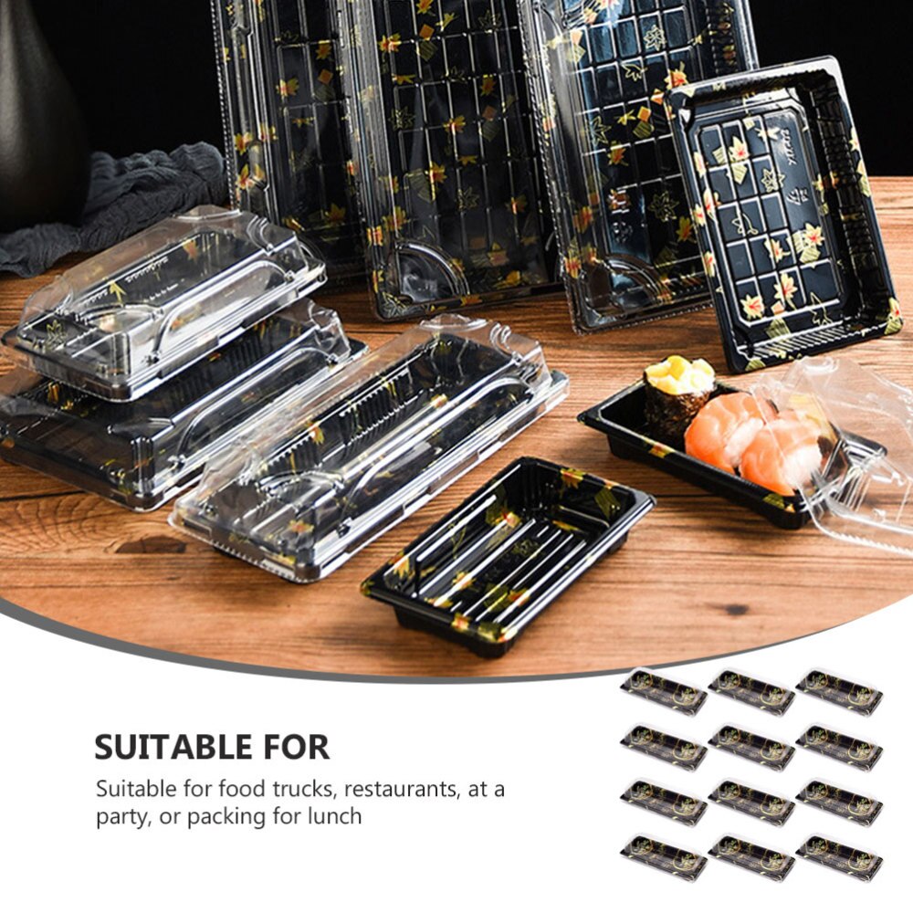 20Pcs Disposable Sushi Take Out Box Printing Delicate Food Container