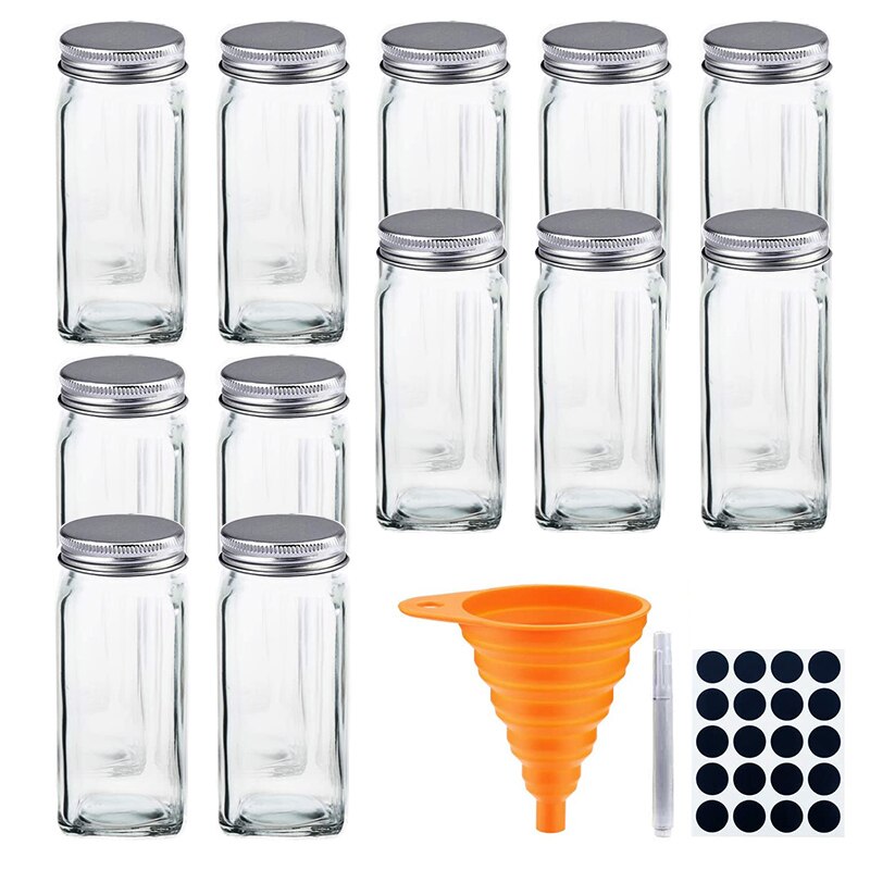 Zbiornik kuchenny zestaw szklany słoik robić przypraw dozownik przypraw solniczki i pieprzniczki pojemnik na przyprawy akcesoria kuchenne: 12 szt