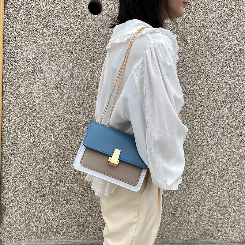 Eenvoudige damestas met klep, klein vierkant pakket, pu crossbody tas, schoudertas, messengertas, handtas