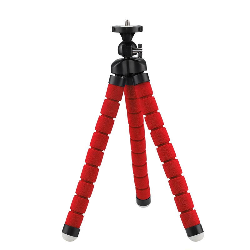 Mini Tripod light Flexible Table Stand Sponge Octopus Extendable Phone Holder Selfie Stick For Camera Cellphone Gopro Accessorie: Spong M Type Red