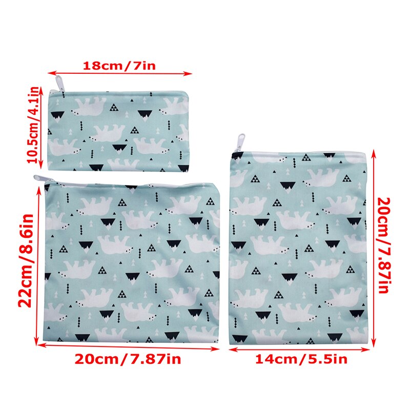 3 unids/set reutilizables bolsa impermeable pan Sandwich bolsa para campamento de la escuela.