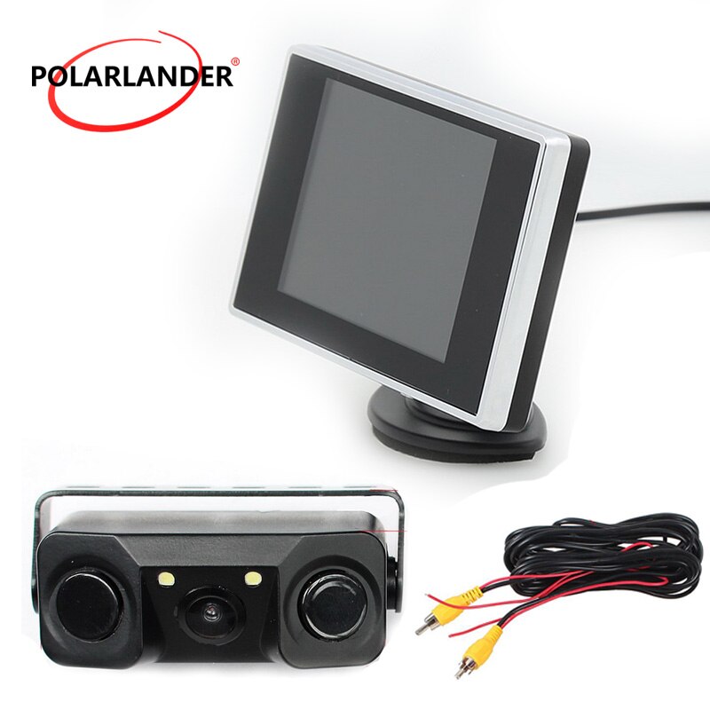 3IN1 Backup Reverse Monitor 3.5 inch TFT Auto TV Car parking sensor 2IN1 reversing camera monitor Car Monitor
