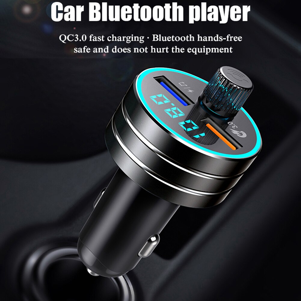 Vodool Fm-zender Bluetooth 5.0 Handsfree Car Kit MP3 Speler QC3.0 Dual Usb Snellader Draadloze Fm Modulator