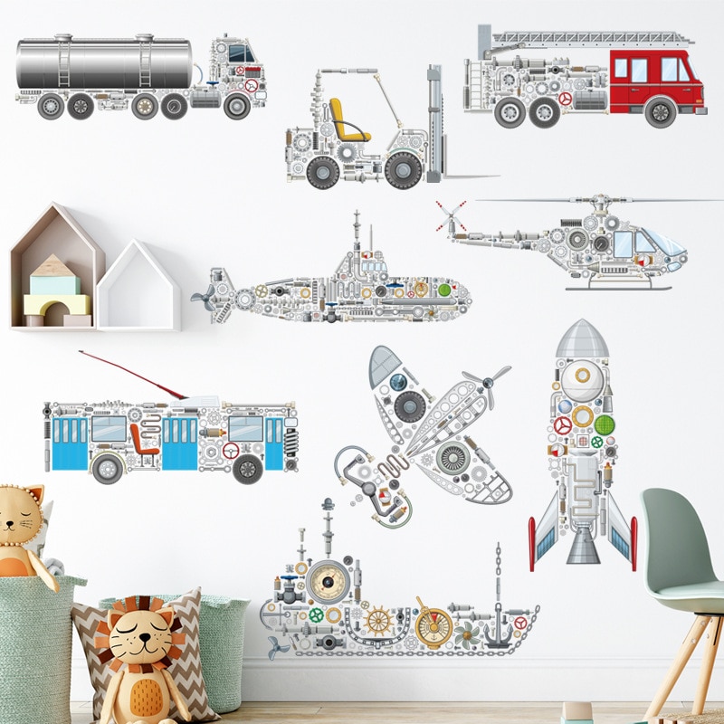 10 styles Cartoon Airplane Wall Stickers for Children Bedroom Kids room Wall Decor Nursery Wall Decoration PVC Sticker