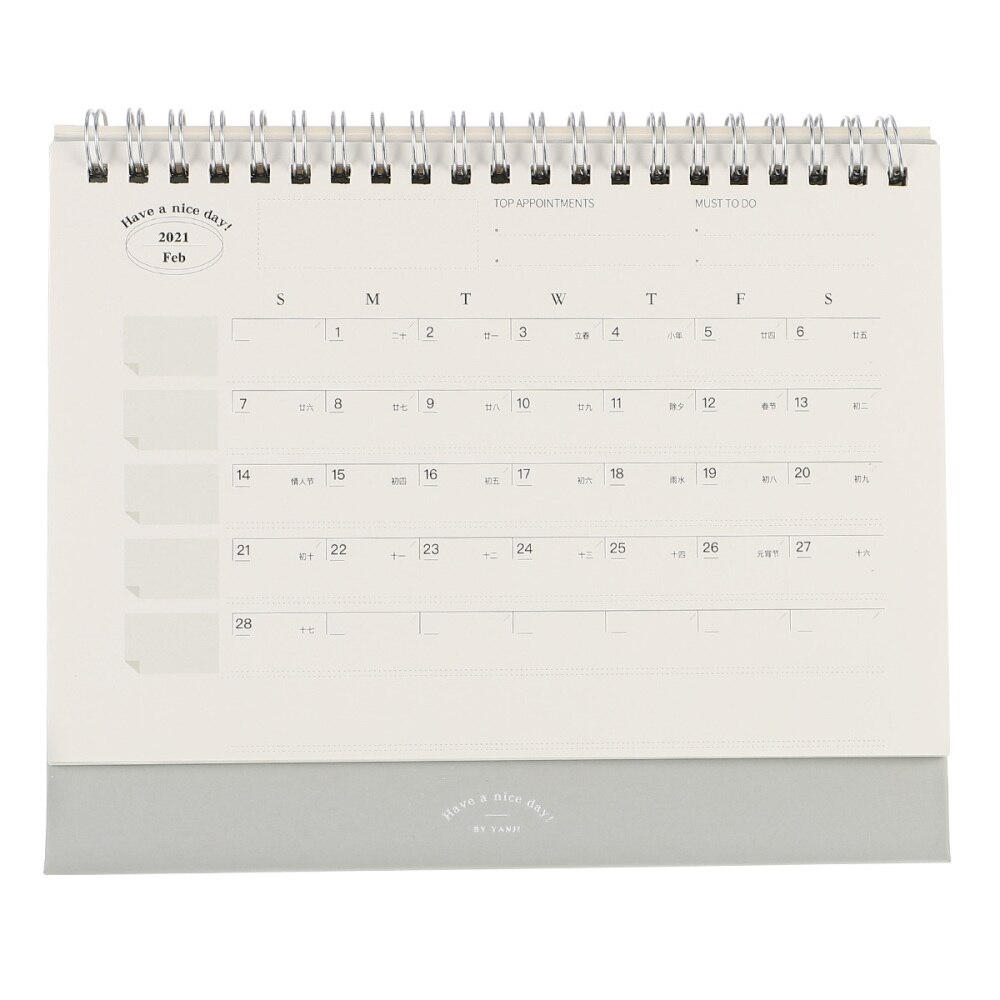 1 pc hjemmekontor desktop kalender papir stående flip kalender: Lysegrå