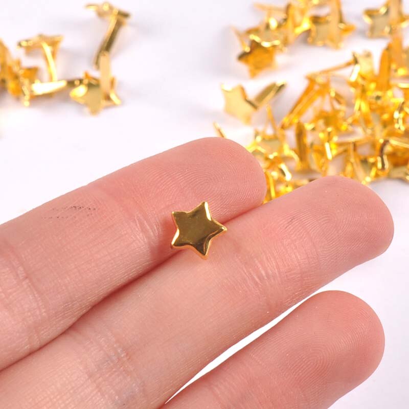 Golden Star Brads – attaches métalliques pour bricolage, accessoires de décoration de chaussures, Scrapbooking, embellissement, 8x11mm, 50 pièces, c2403