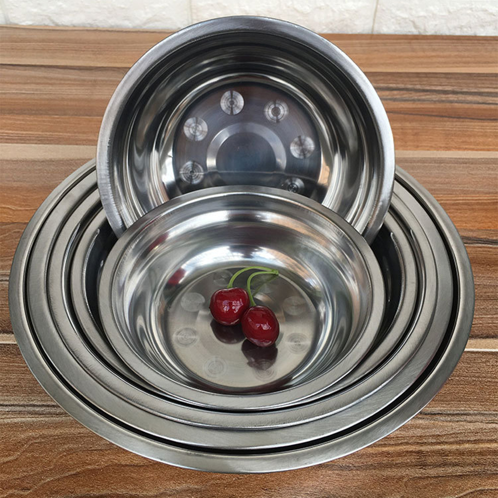 Nyeste skål i rustfrit stål gør-det-selv kage brød salatmixer middag rund suppe ris skål tallerken køkken køkkenredskaber 6 størrelse 13-23cm