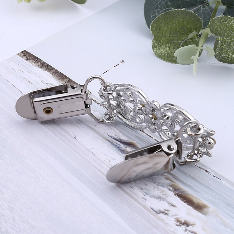 retro strass hohl damen brosche strickjacke zur Seite fahren Clip kragen schnalle schal brosche Clip schnalle glitzernd