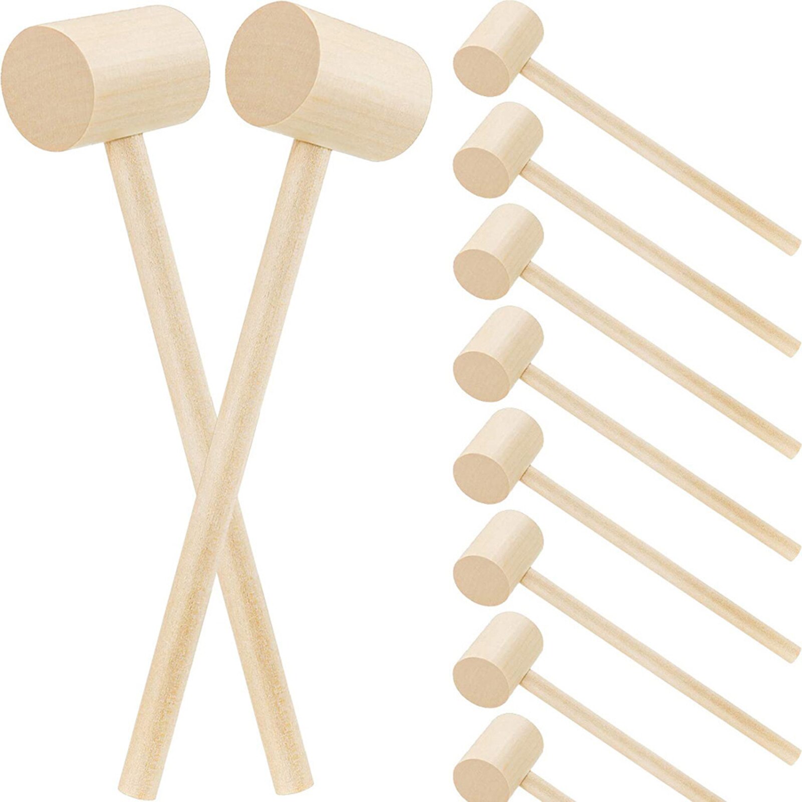 10Pcs Mini Krab Kreeft Houten Hamers Natuurlijke Hardhout Zeevruchten Hamers Voor Familie Diners Zeevruchten Partijen