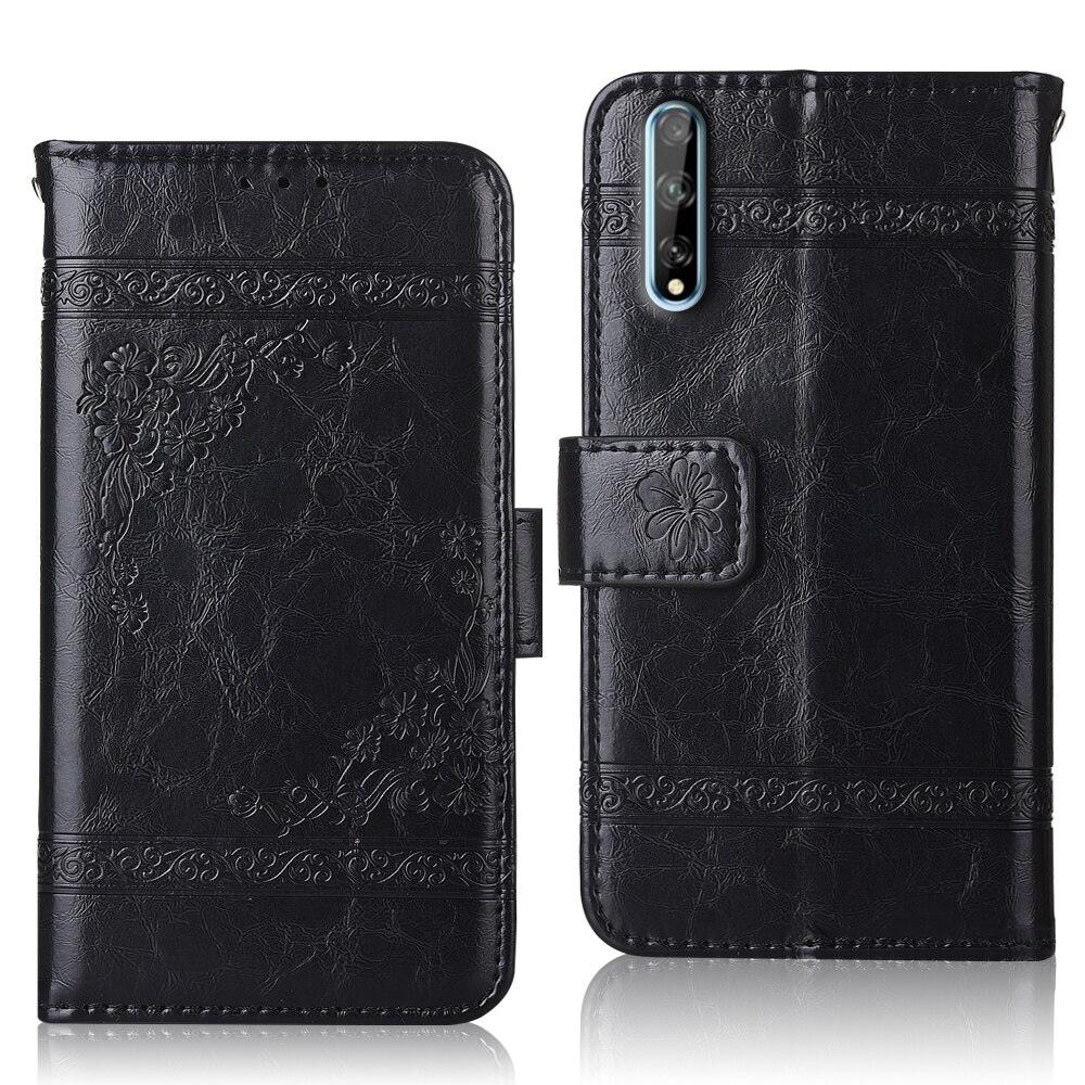 Étui portefeuille en cuir pour Huawei Honor 30i: oil-Black