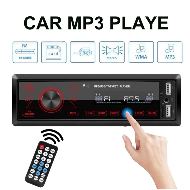 Car Stereo Bluetooth Touch Screen Car Radio Bluetooth 4X60W 7 Colours 2USB/SD/AUX Hands Free Bluetooth 87.5-108M