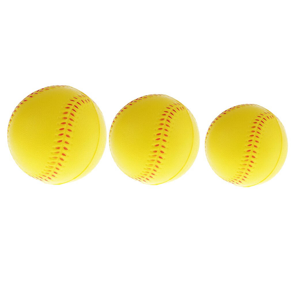 Balle d'entraînement en mousse PU jaune, pour la pratique du Softball et du Baseball, disponible en 3 tailles