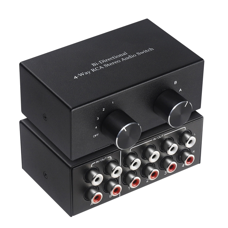4-weg RCA Stereo Schakelaar Bidirectioneel 4 In 2 Uit/2 In 4 Uit R/L Switcher Dropsale