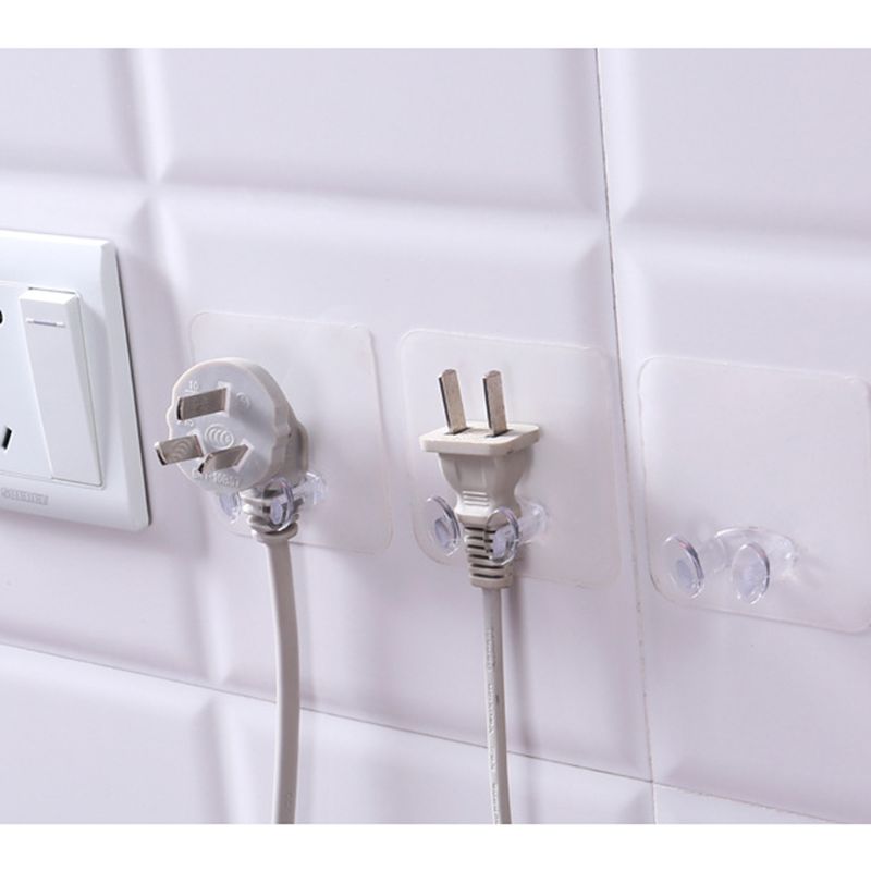 5pcs Wall Storage Hook Power Plug Socket Holder Transparent Adhesive Hanger Shaving Razor Rack Home Office Bathroom