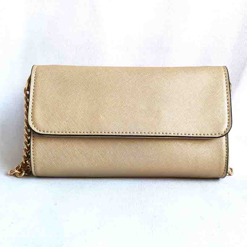 Style women michael small square cross pattern PU leather ladies shoulder Messenger chain bag trend female bolsa: Gold