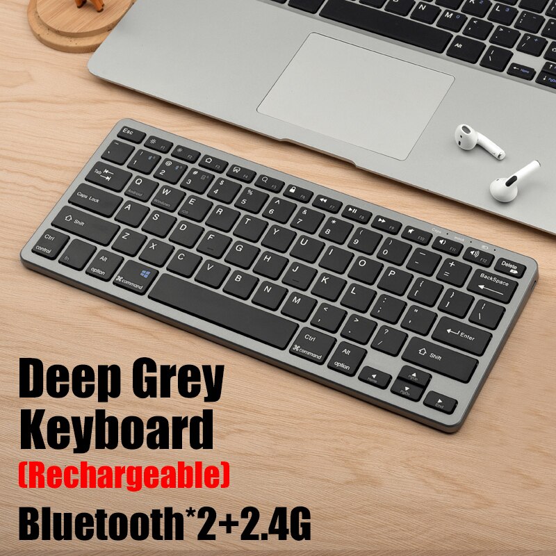 Wireless Keyboard Bluetooth 5.0&2.4G Mini Multimedia teclado bluetooth For Laptop PC TV iPad Macbook Android iPad keyboard: BROWN