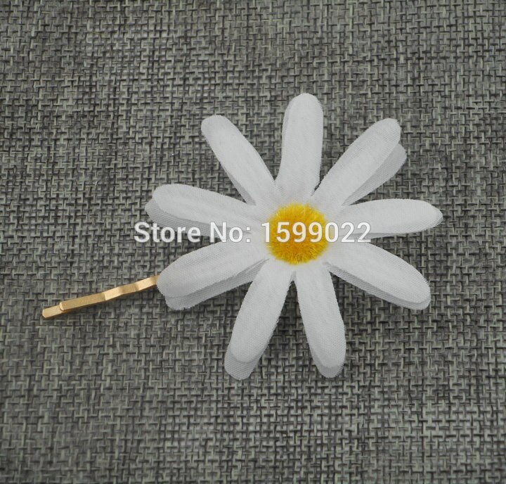 Fresh White Daisy Hair Pins Artificial Fabric Flowers Clips for Women Accessories Bride Jewelry Bridal Head Piece Party Headwear