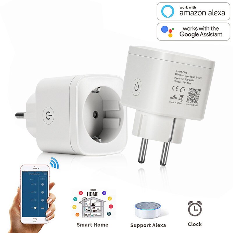 Tuya WIFI Smart Plug 16A EU WiFi Socket Work With Alexa Google Home Adaptor Wireless Remote Voice Control Smart Home Products
