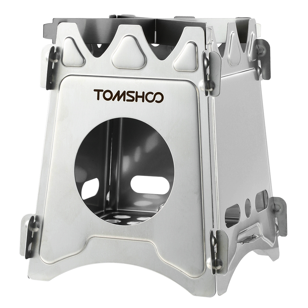 TOMSHOO Camping Wood Stove Portable Folding Lightweight Titanium Wood Burning Stove for Outdoor Cooking Picnic camping gear