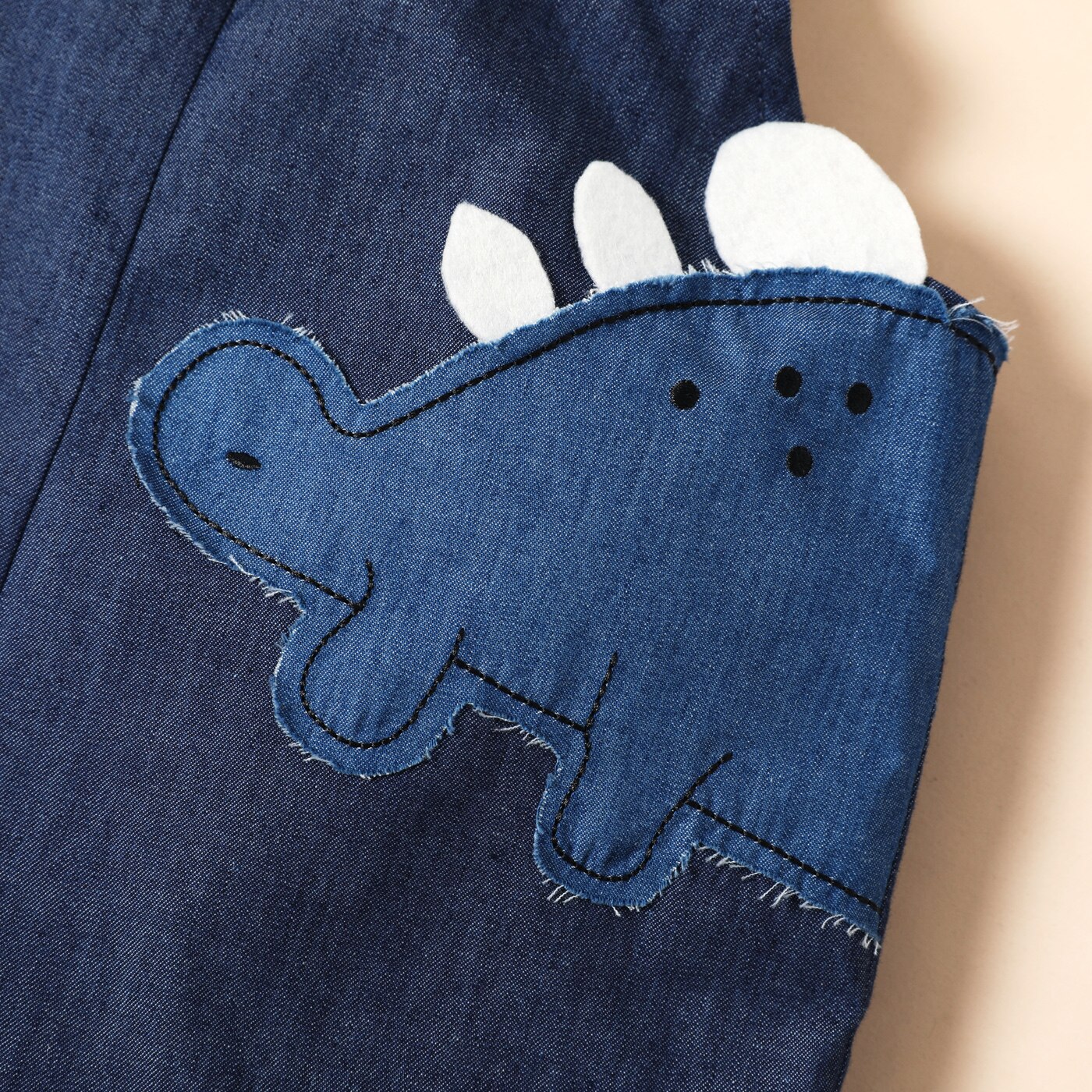Tuta in Denim ricamato Dinosuar animale PatPat Toddler Boy