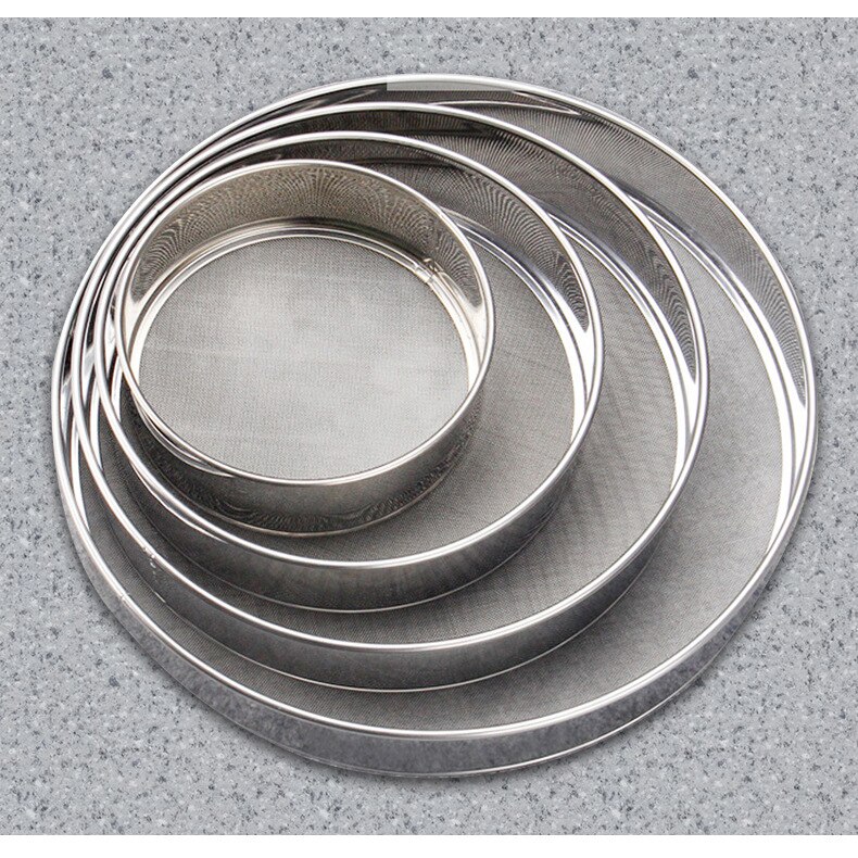 Stainless Steel Fine Mesh Strainers Flour Sieve 40 Mesh Round Sifter for Baking Cake Bread 6, 8,10, 12Inch Set of 4: Default Title