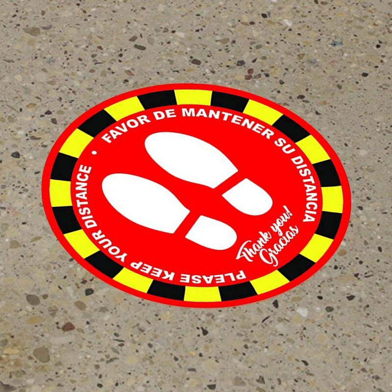 Social Distancing Floor Decals Safety Floor Sign Marker poster Maintain 6 Foot Distance Anti-Slip, Commercial Grade 11' Round: A10