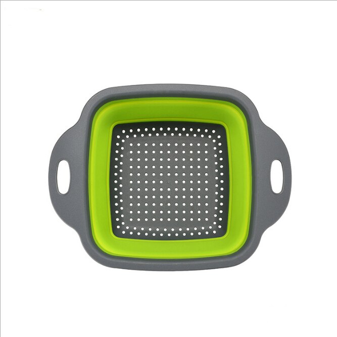 Kreatywne składane kosze silikonowe składane owoce mycie warzyw kosze zewnętrzne filtry kosze filtracyjne durszlak kuchenny: zielony / S