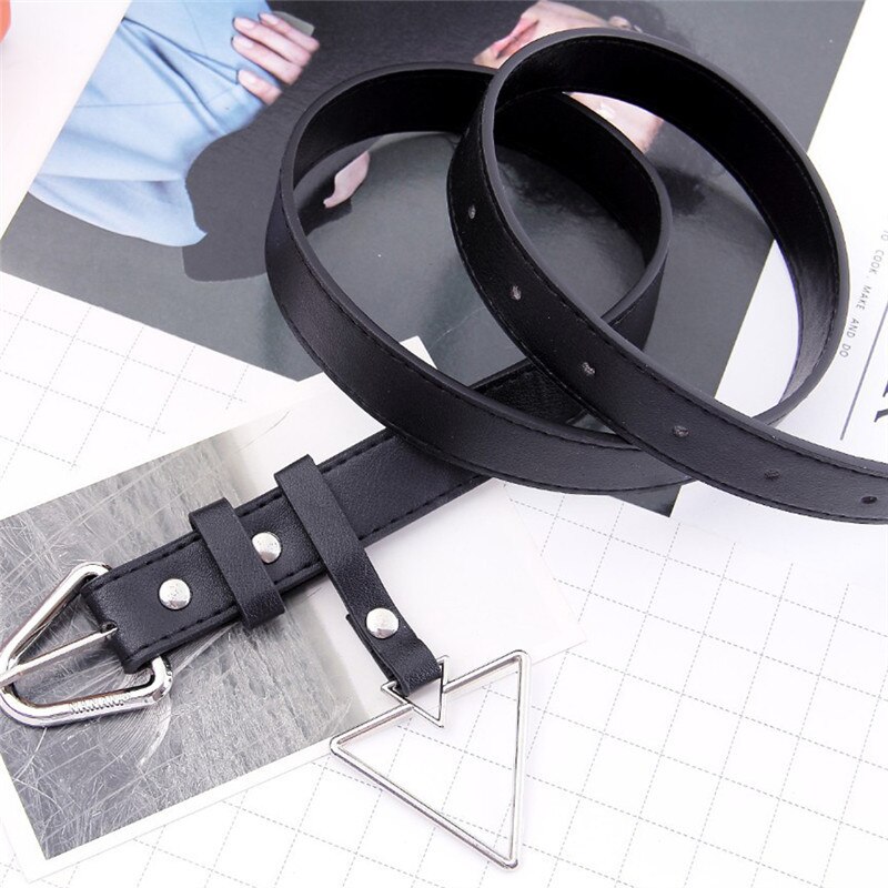 Mode Jeans Jurk Riem Gesp Diamant Driehoek Meisje Riem vrouwen PU Leer Legering Hart Riem Wilde Pin Gesp Met ringen