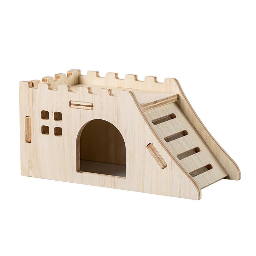 Hamster House Guinea Toy Wood Hideout Wooden Cabin Maze Cage Hidepets Toys Animal Place Hiding Platform Decor Enrichment: PURPLE