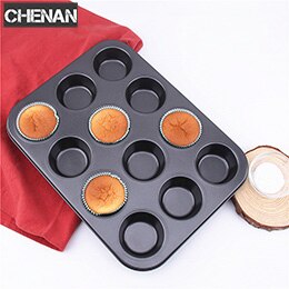 L Maat 12Cups Cake Modle 12 Gaten Metalen Cakevorm Muffin Plaat Brood Mousse Toast Pan Chocolade Zeep Bakken gereedschap: Default Title