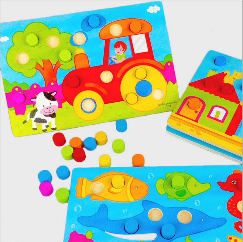 Color Cognition Board Montessori Educational Toys For Children Wooden Toy Jigsaw Kids Early Learning Color Match Game