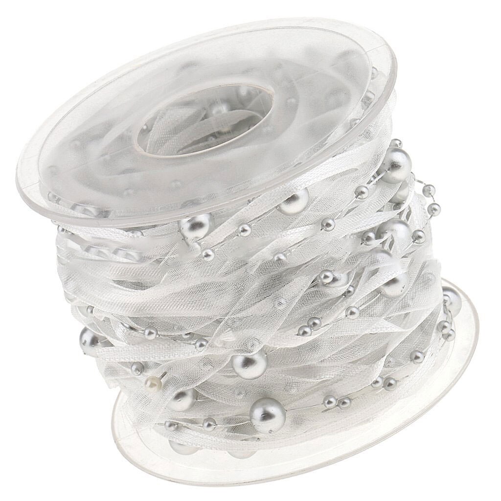 Ruban de décoration en chaîne de perles | 12 couleurs, ruban Transparent pour décoration faite à la main, bricolage: Argent
