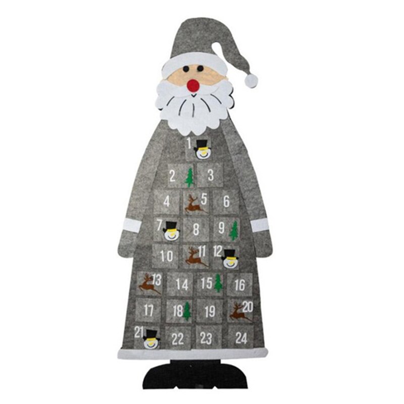 Juleadventskalender med lommer vegghengende nissefilt adventskalender 24 dager nedtelling julekalender for hjemmeinnredning: B