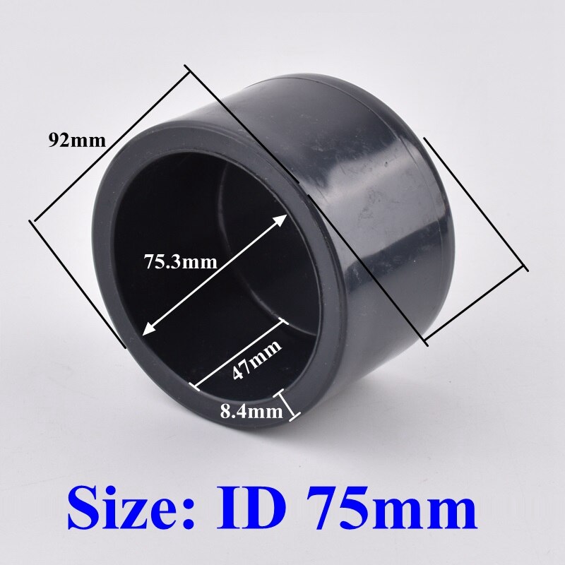 1 Piece ID.20~160mm UPVC End Cap Dark Gray Aquarium Tank Water Pipe Connector PVC Plug Watering Irrigation PVC Socket Tube Joint: Inner Dia 75mm