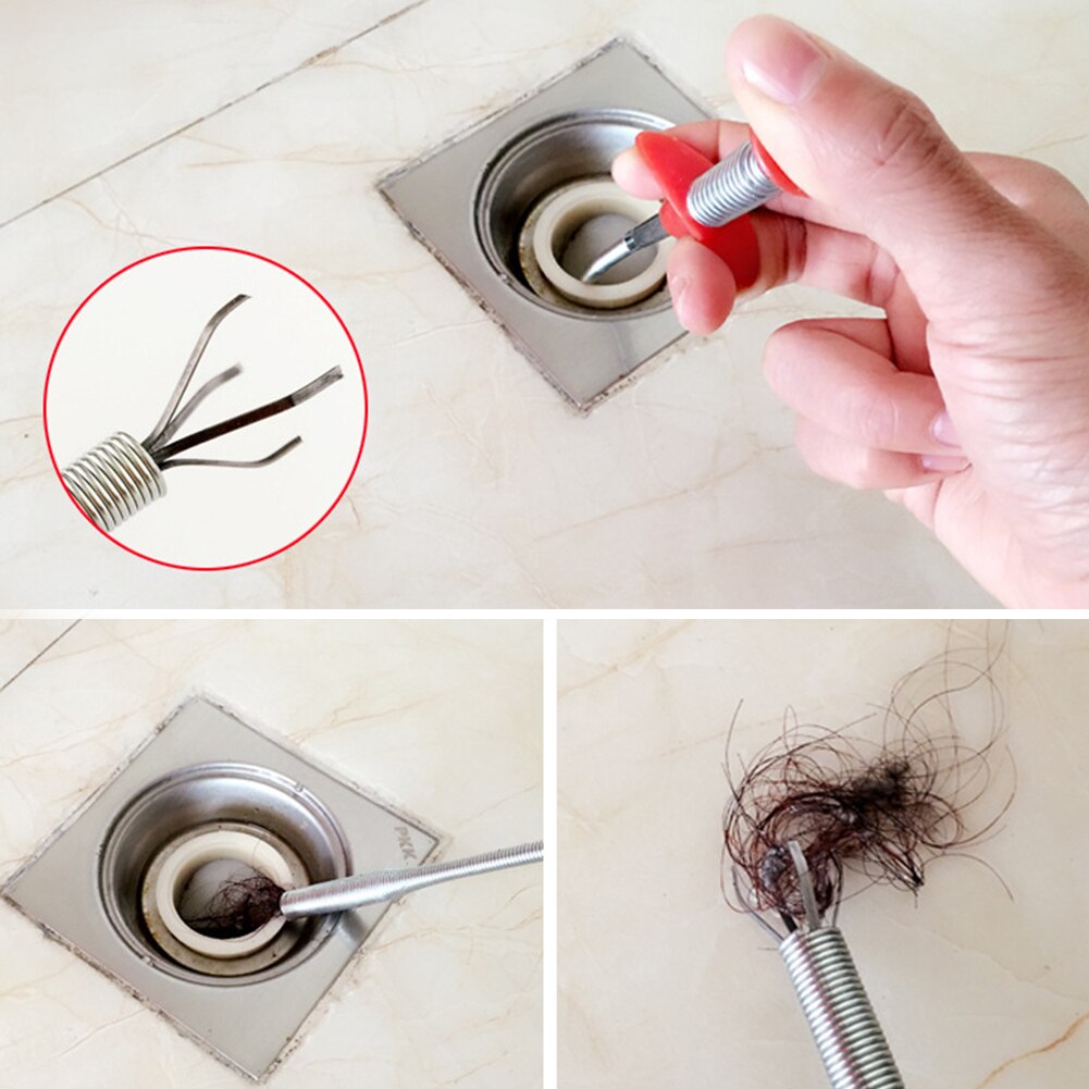 85cm Sink Sewer Cleaner Spring Pipe Dredging Tool Drain Clog Tube Hair Cleaner Hook Hair Catcher for Kitchen Bathroom Sink Sewer