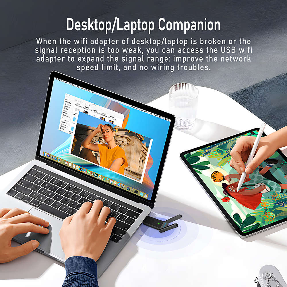 BT5.3 1800Mbps WiFi 6 Adattatore USB 5G/2.4GHz USB3.0 Dongle Wi-Fi Wireless 802.11ax Scheda di Rete Guadagno Antenna Per Windows 10 11