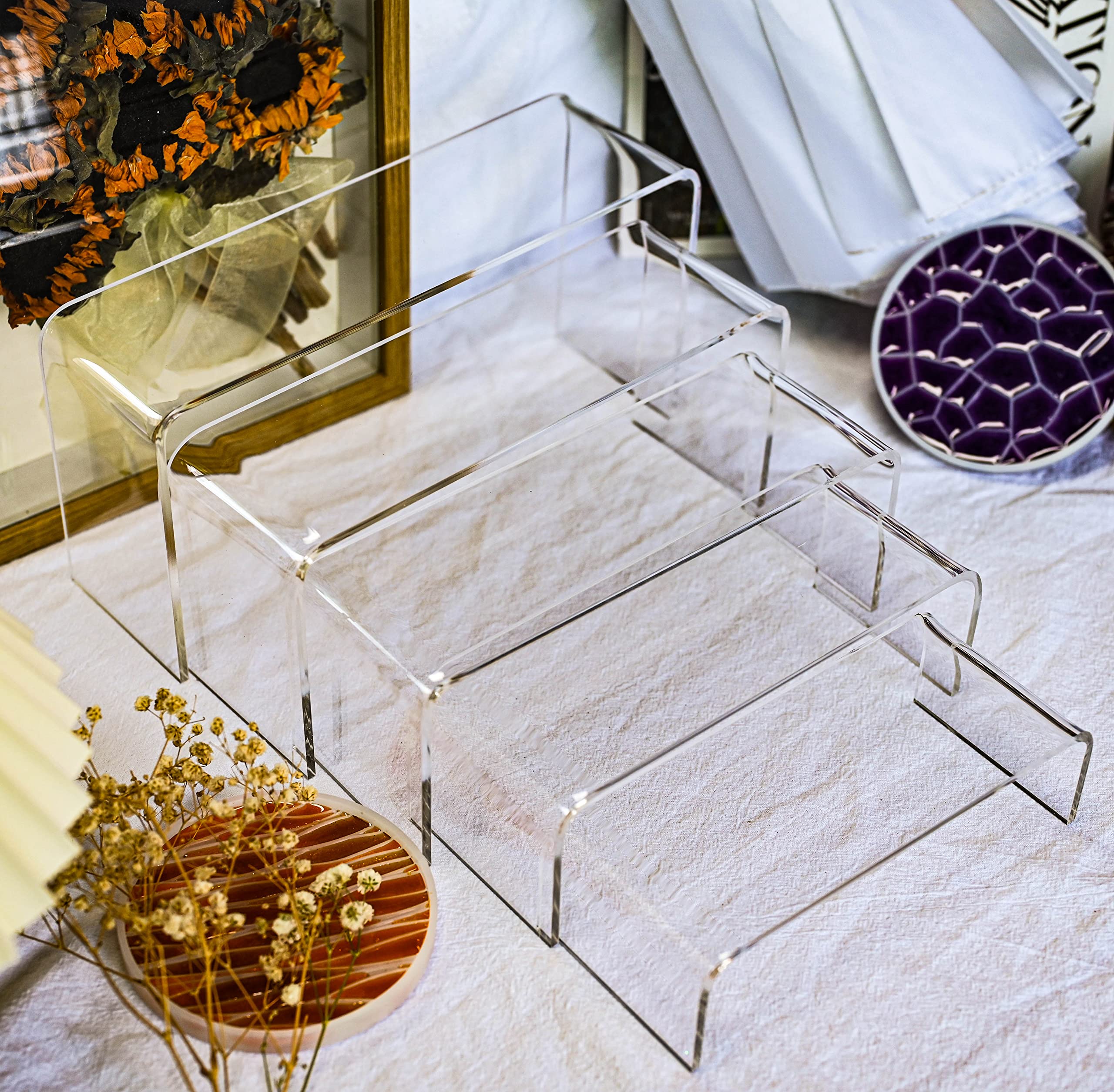 Estante organizador de juguetes, escaparate, estante de exhibición, estante de exhibición, soporte de mesa de postre, elevador acrílico transparente, soporte para zapatos, figura de joyería