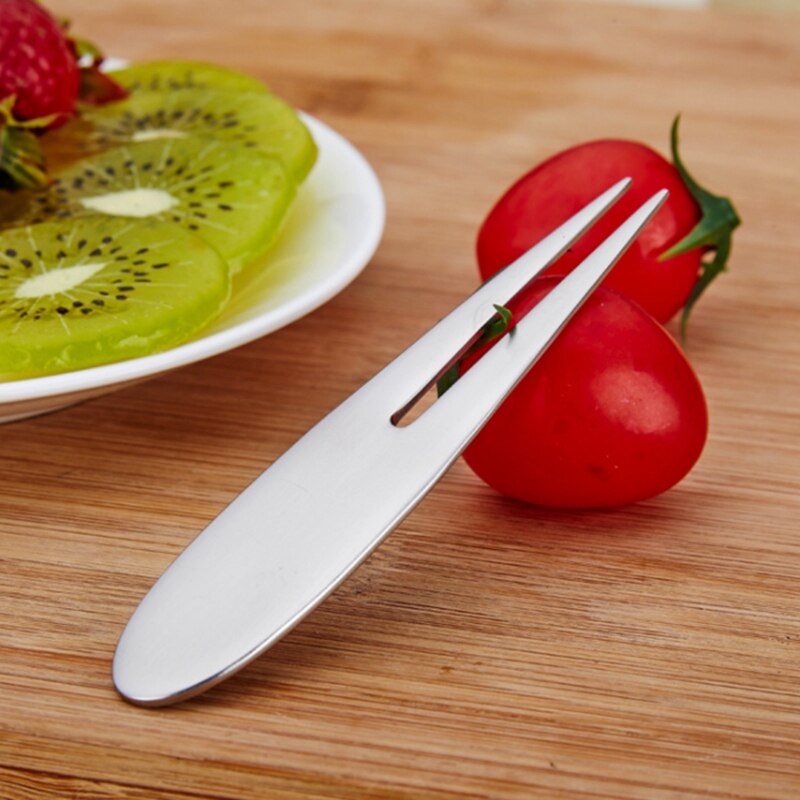 Fruit Fork Stainless Steel Tasting Appetizer Fork For Cake Dessert Salad Mooncake, Stainless Steel Silver