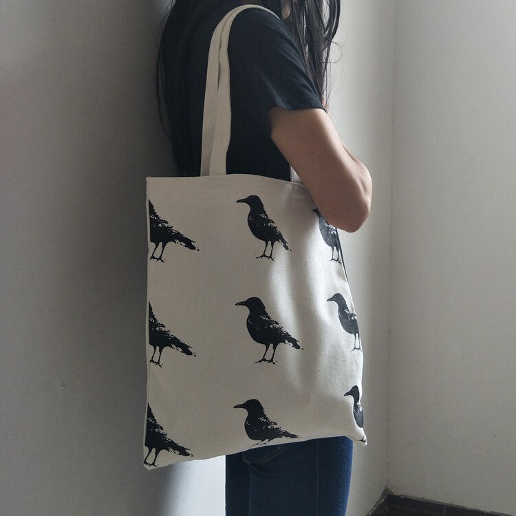 Women Canvas Shopping Bags White Foldable Cloth Cotton Bag Female Tote Shoulder Bag Reusable Eco Shopper Bag Bolsa Feminina: Default Title