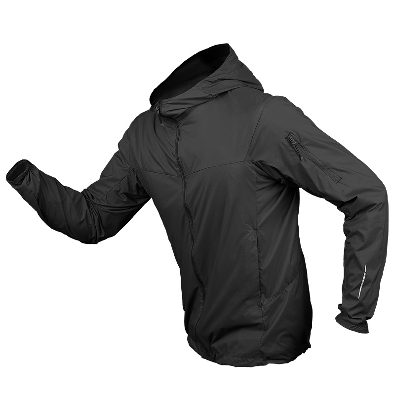 JACKSANQ Men's Hiking Hooded Quick Dry Skin Clothing Outdoor Sport Sun Protection Camping Trekking Climbing Male Overcoat RA340: Black / Asian Size L
