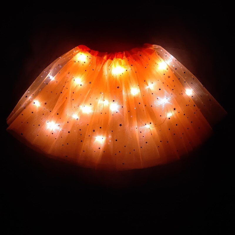 Style Mesh Skirt With Light Glows Children's Birthday Year Party Fun Girl's Skirt LED Strange Sky Blue
