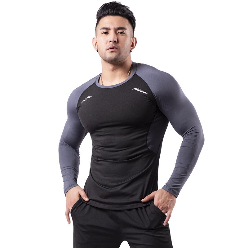 Heren outdoor fitnesskleding heren winter fleece warme strakke t-shirt outdoor training basketbal hardloopkleding