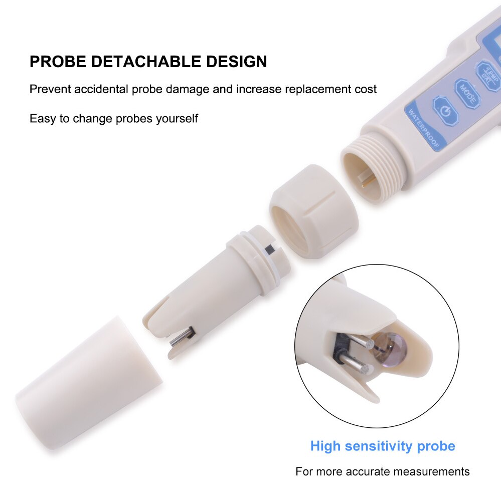 4 in 1 ph/ tds/ec/temp mätare vattentät ph-mätare vatten ph-testare för pooler, dricksvatten, akvarier 40%  off